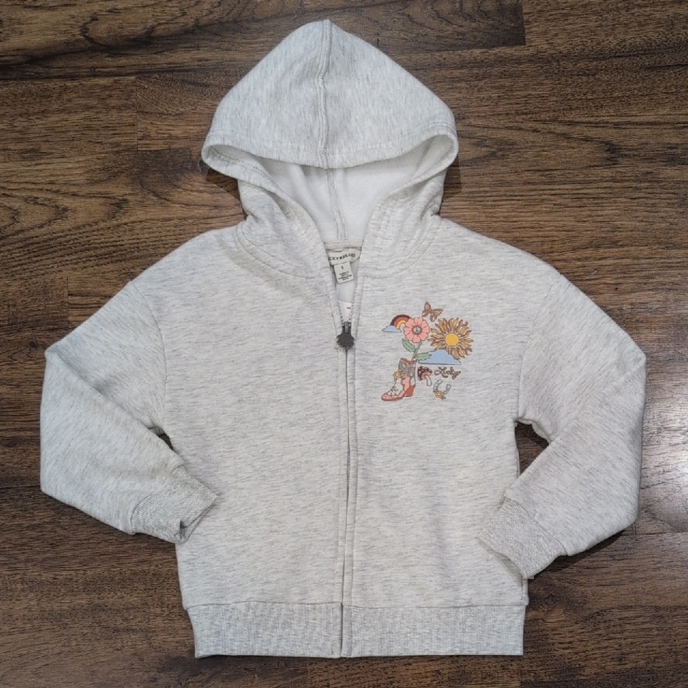 Girls Lucky Brand gray full zip jacket size 5
